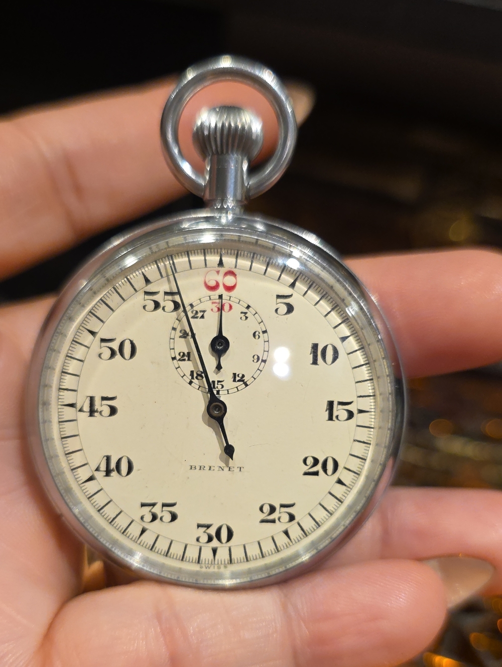 Silver Pocket Stopwatch – Classic White Dial